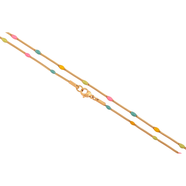 Ланцюжок Xuping колір Позолота 18K "Плетіння Ювелірний шнур з різнобарвною емаллю" довжина 45см х 1-2мм фото №21
