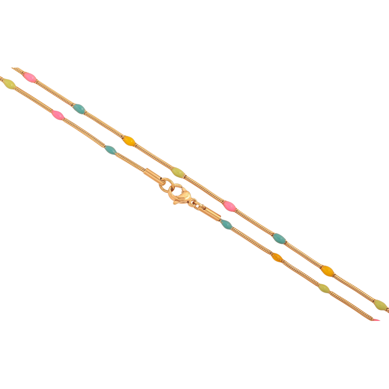 Ланцюжок Xuping колір Позолота 18K "Плетіння Ювелірний шнур з різнобарвною емаллю" довжина 45см х 1-2мм фото №1 Ланцюжок Xuping колір Позолота 18K "Плетіння Ювелірний шнур з різнобарвною емаллю" довжина 45см х 1-2мм фото №1