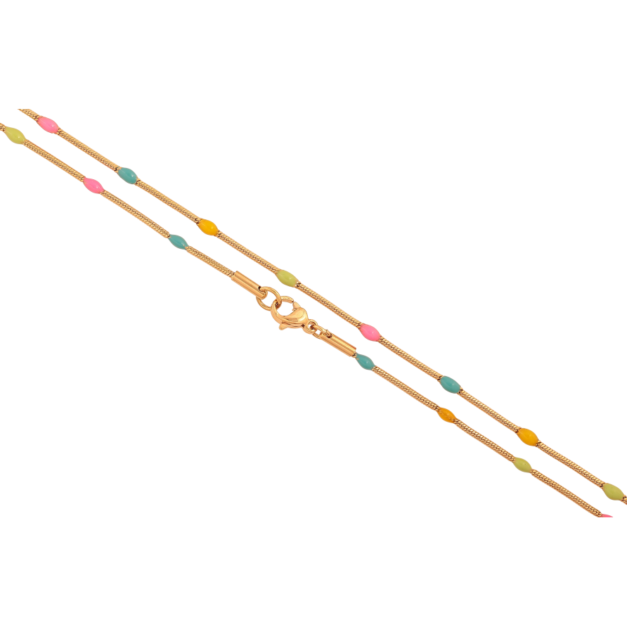 Ланцюжок Xuping колір Позолота 18K "Плетіння Ювелірний шнур з різнобарвною емаллю" довжина 45см х 1-2мм фото №1 Ланцюжок Xuping колір Позолота 18K "Плетіння Ювелірний шнур з різнобарвною емаллю" довжина 45см х 1-2мм фото №1