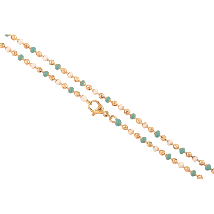 Цепочка Xuping цвет Позолота 18K "Плетение Перлина с бело-голубой эмалью" длинна 45см х 2-3мм фото №12