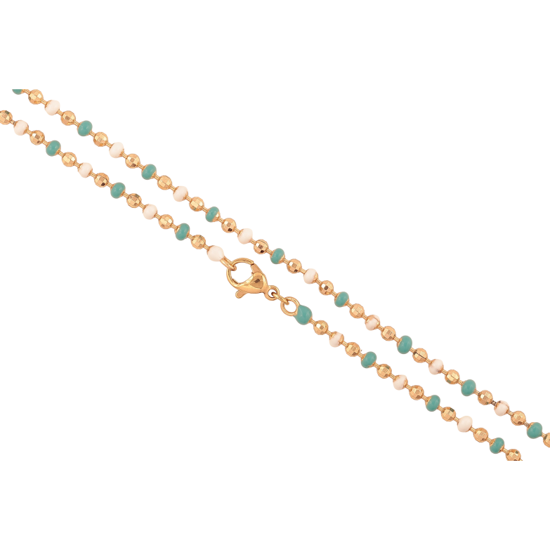 Цепочка Xuping цвет Позолота 18K "Плетение Перлина с бело-голубой эмалью" длинна 45см х 2-3мм фото №1