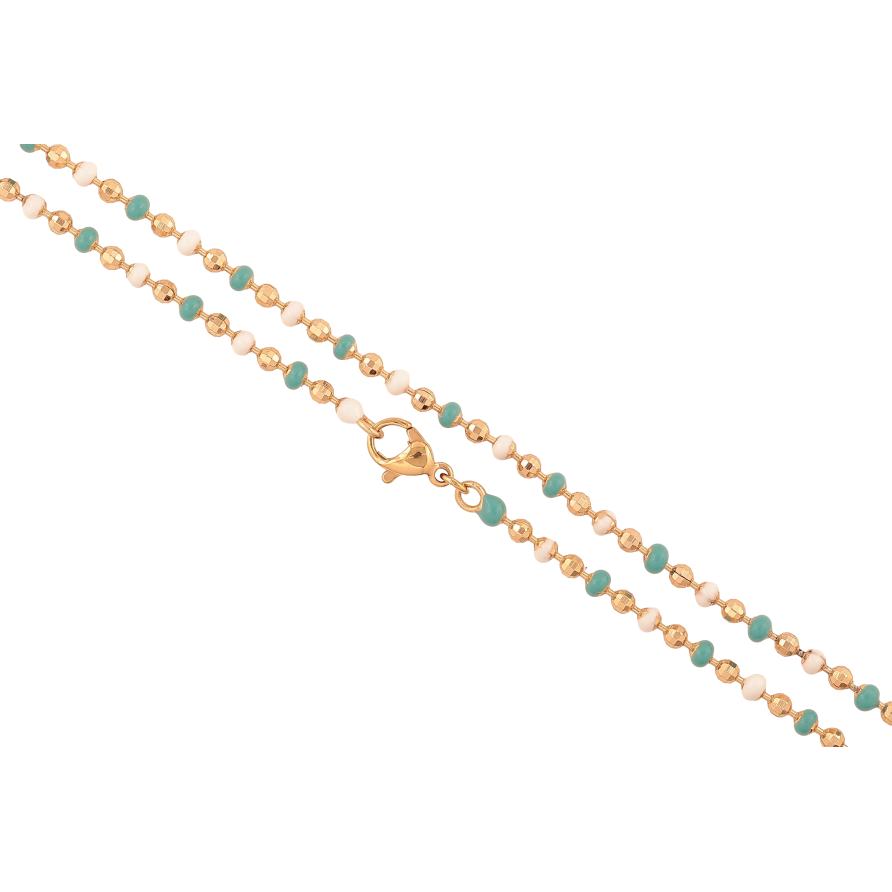 Цепочка Xuping цвет Позолота 18K "Плетение Перлина с бело-голубой эмалью" длинна 45см х 2-3мм фото №1