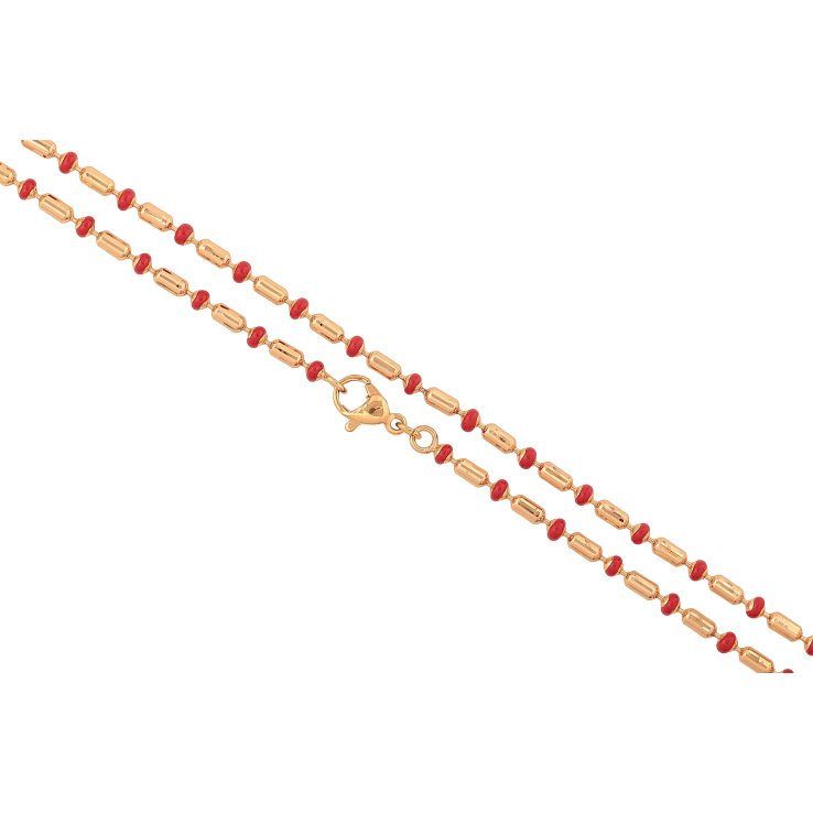 Цепочка Xuping цвет Позолота 18K "Плетение Перлина с красной эмалью" длинна 44см х 2-3мм фото №6