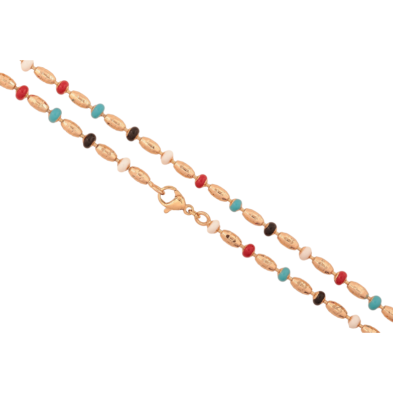 Ланцюжок Xuping колір Позолота 18K "Плетіння Перлина декоративна з кольоровою емаллю" довжина 45см х 3мм фото №1