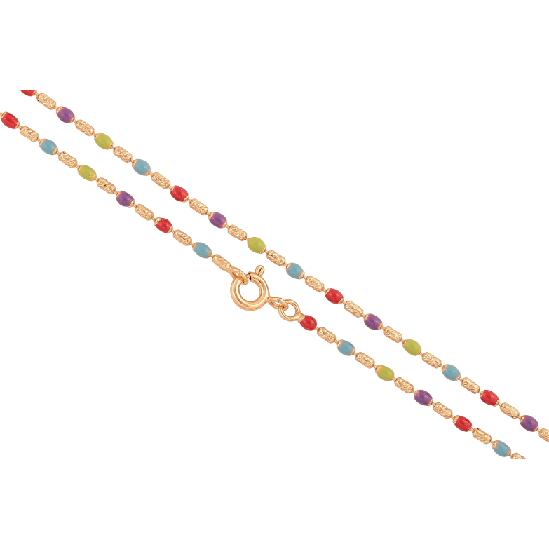 Цепочка Xuping цвет Позолота 18K "Плетение Перлина с разноцветной эмалью" длинна 44см х 2мм фото №1