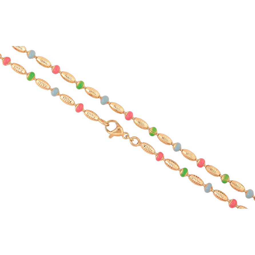 Цепочка Xuping цвет Позолота 18K "Плетение Перлина с разноцветной эмалью" длинна 45см х 3-4мм фото №1