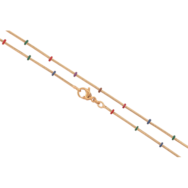 Цепочка Xuping цвет Позолота 18K "Плетение Ювелирный шнур с разноцветными бусинами" длинна 45см х 1-2мм фото №24