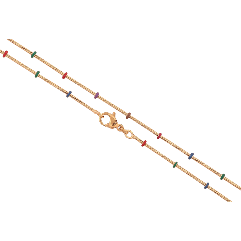 Цепочка Xuping цвет Позолота 18K "Плетение Ювелирный шнур с разноцветными бусинами" длинна 45см х 1-2мм фото №1