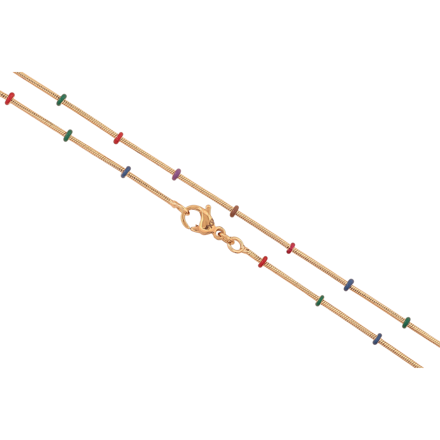 Цепочка Xuping цвет Позолота 18K "Плетение Ювелирный шнур с разноцветными бусинами" длинна 45см х 1-2мм фото №1