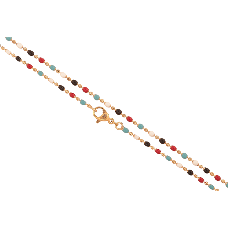 Ланцюжок Xuping колір Позолота 18K "Плетіння Перлина з різнокольоровими намистинами" довжина 45см х 1-2мм фото №13