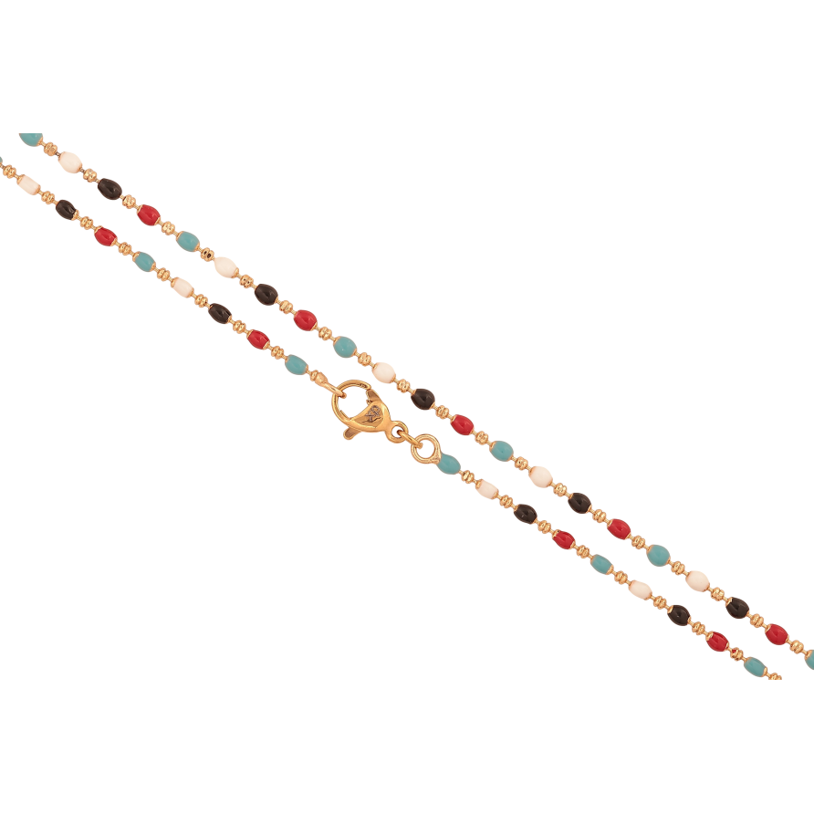 Ланцюжок Xuping колір Позолота 18K "Плетіння Перлина з різнокольоровими намистинами" довжина 45см х 1-2мм фото №1 Ланцюжок Xuping колір Позолота 18K "Плетіння Перлина з різнокольоровими намистинами" довжина 45см х 1-2мм фото №1