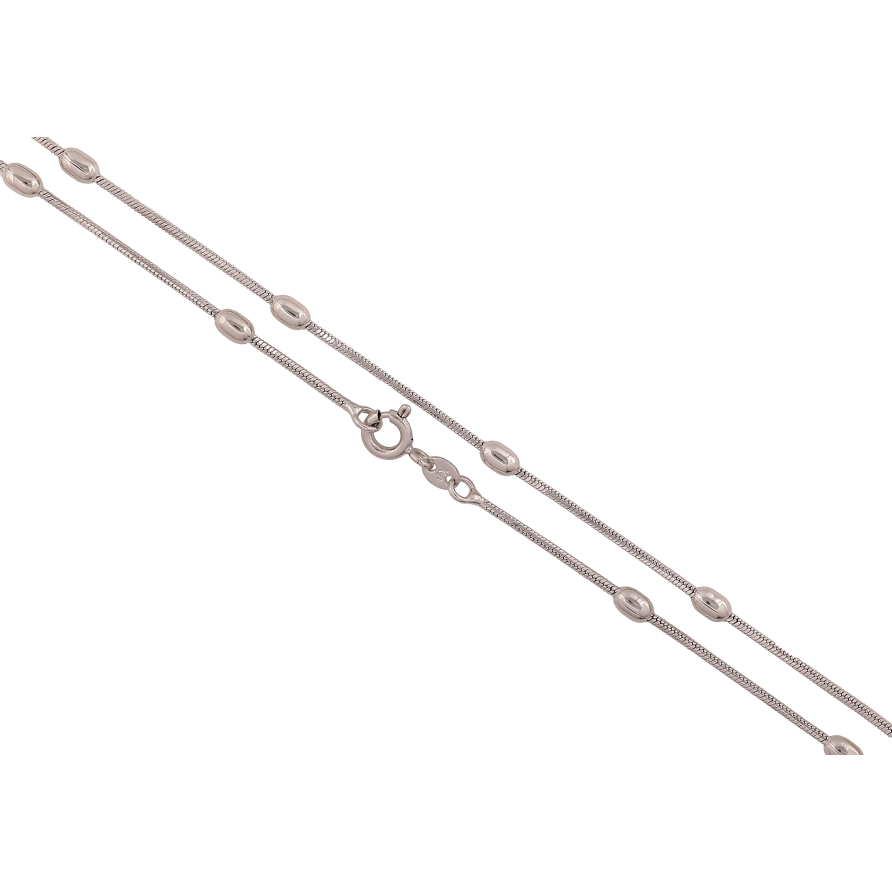 Ланцюжок Xuping колір Родій "Плетіння Ювелірний шнур з намистинами" довжина 45см х 1-3мм фото №1