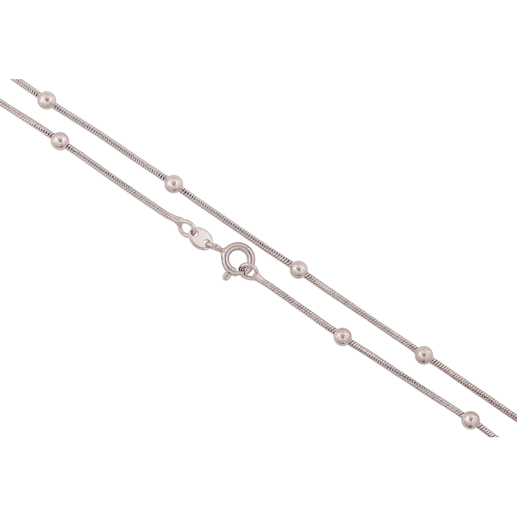 Ланцюжок Xuping колір Родій "Ювелірний шнур з намистинами" довжина 50см х 1-3мм фото №13