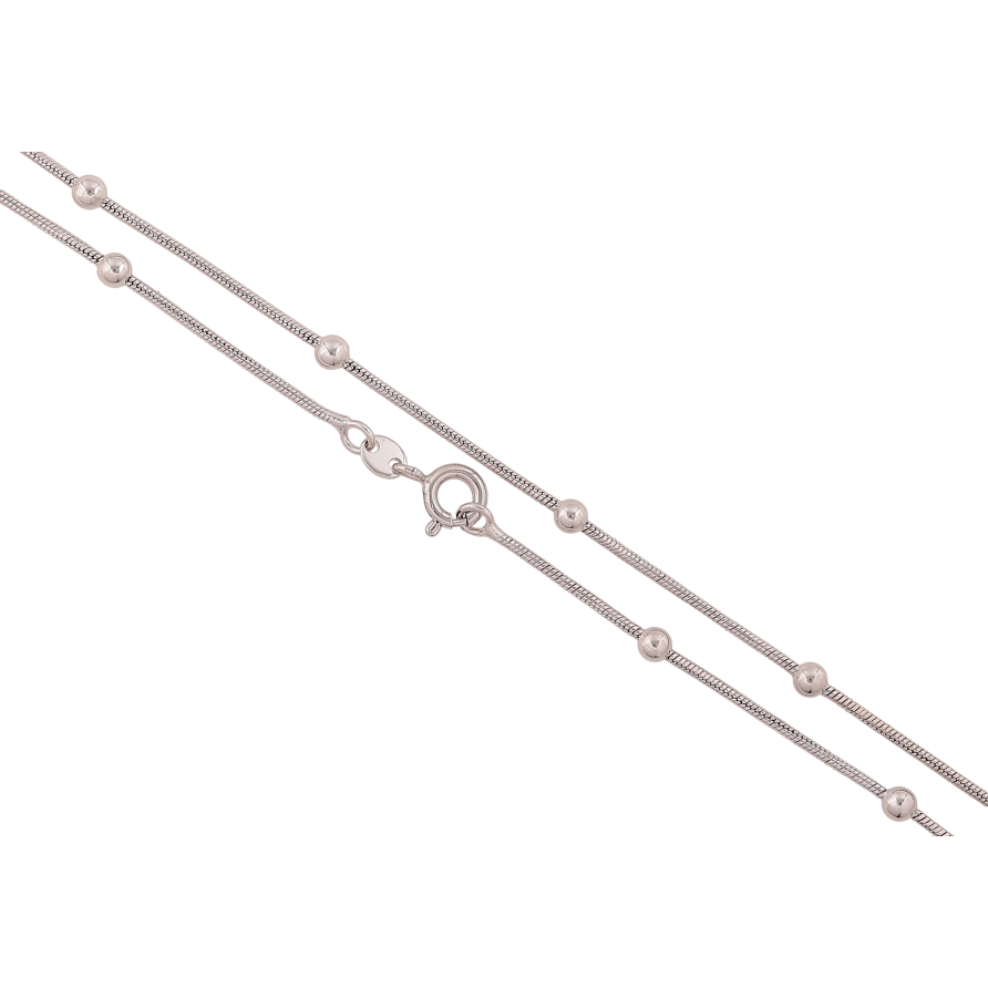 Ланцюжок Xuping колір Родій "Ювелірний шнур з намистинами" довжина 50см х 1-3мм фото №1