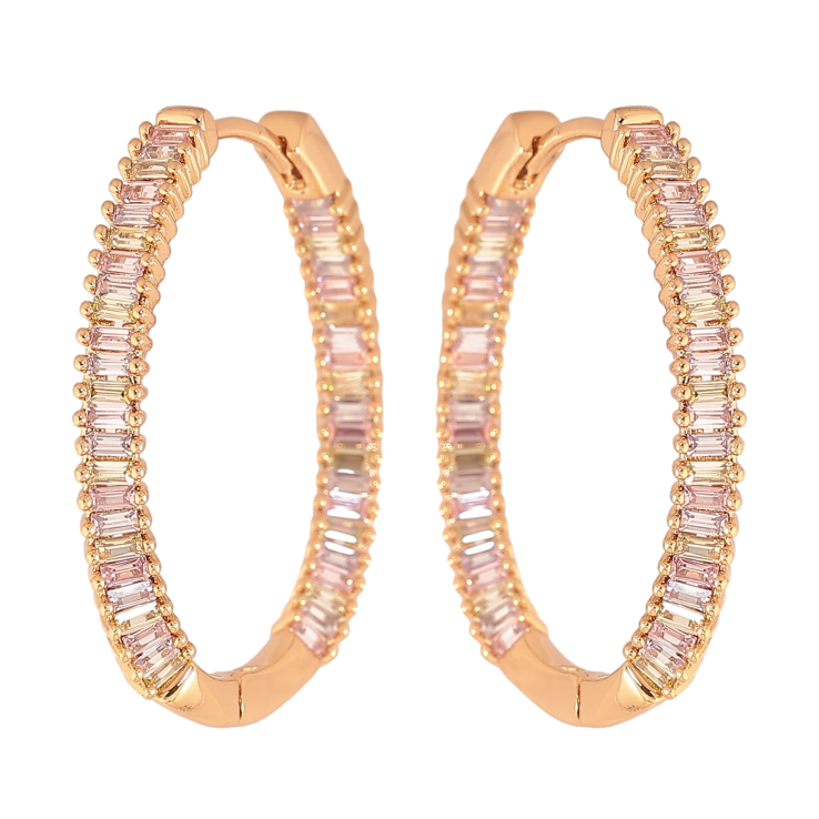 Серьги Xuping M&L цвет 18K колечки "Дорожки разноцветных кристаллов" фото №24 Серьги Xuping M&L цвет 18K колечки "Дорожки разноцветных кристаллов" фото №24