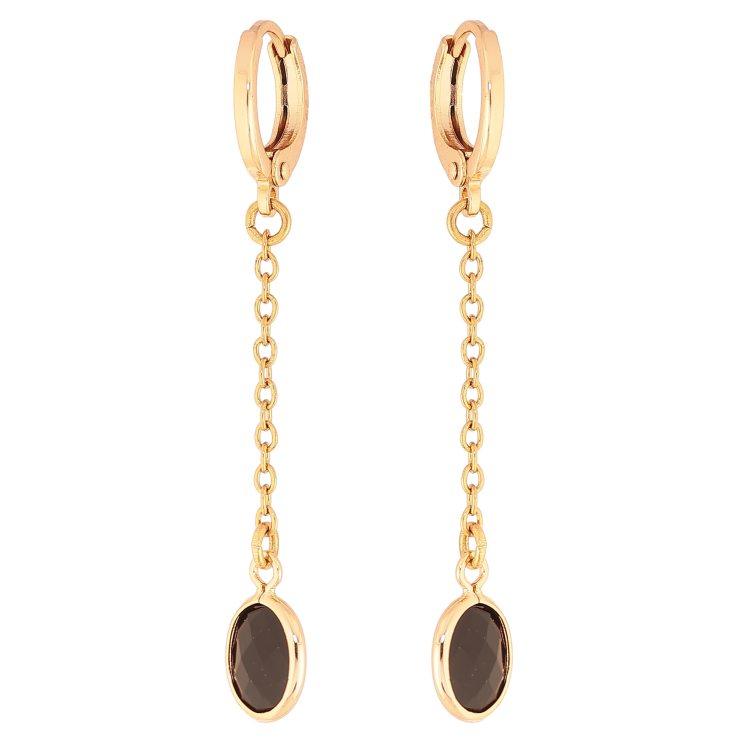 Серьги Xuping M&L цвет 18K подвески на колечках "Черные кристаллы на цепочках" фото №12