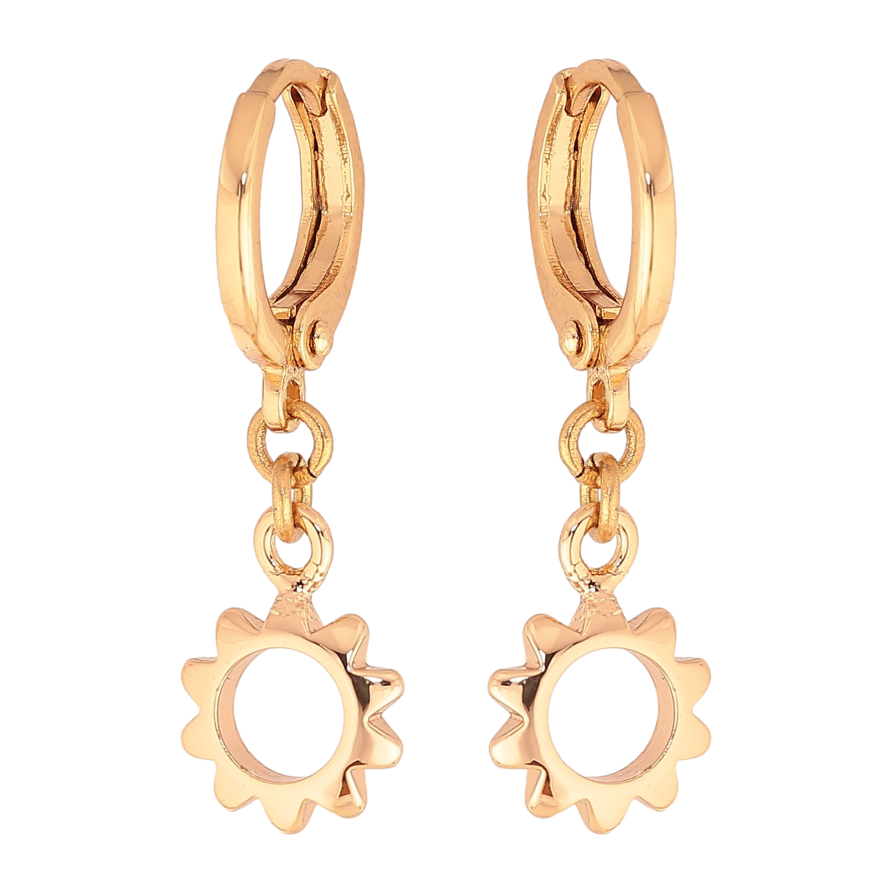 Серьги Xuping M&L цвет 18K подвески на колечках "Цветочки" фото №1 Серьги Xuping M&L цвет 18K подвески на колечках "Цветочки" фото №1