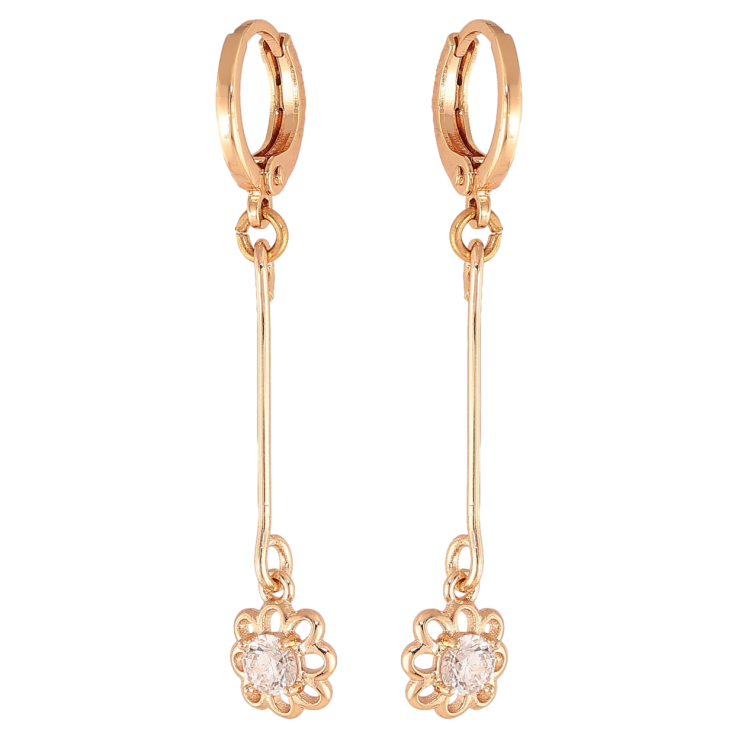 Сережки Xuping M&L колір 18K підвіски на колечках "Квіточки з кристалами" фото №11 Сережки Xuping M&L колір 18K підвіски на колечках "Квіточки з кристалами" фото №11