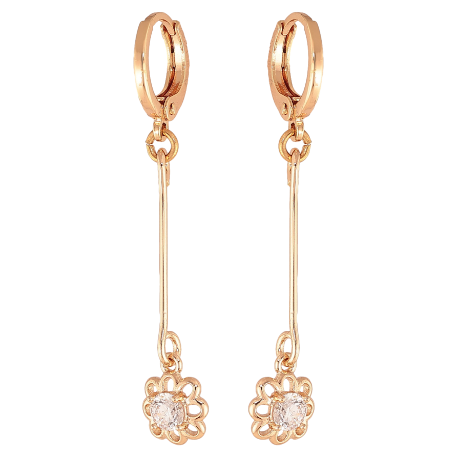 Серьги Xuping M&L цвет 18K подвески на колечках "Цветочки с кристаллами" фото №1 Серьги Xuping M&L цвет 18K подвески на колечках "Цветочки с кристаллами" фото №1