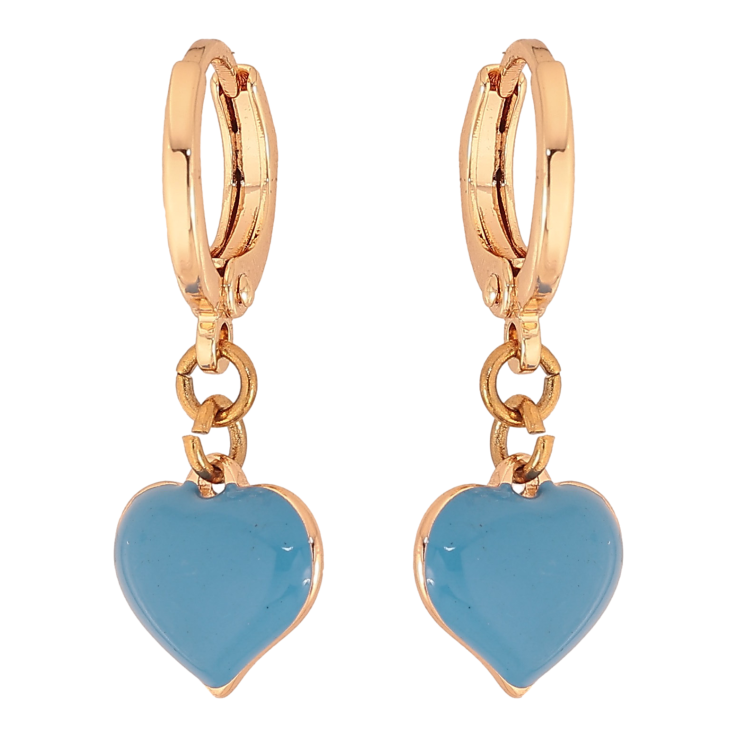 Сережки Xuping M&L колір 18K підвіски на колечках "Сердечки з блакитною емаллю" фото №23