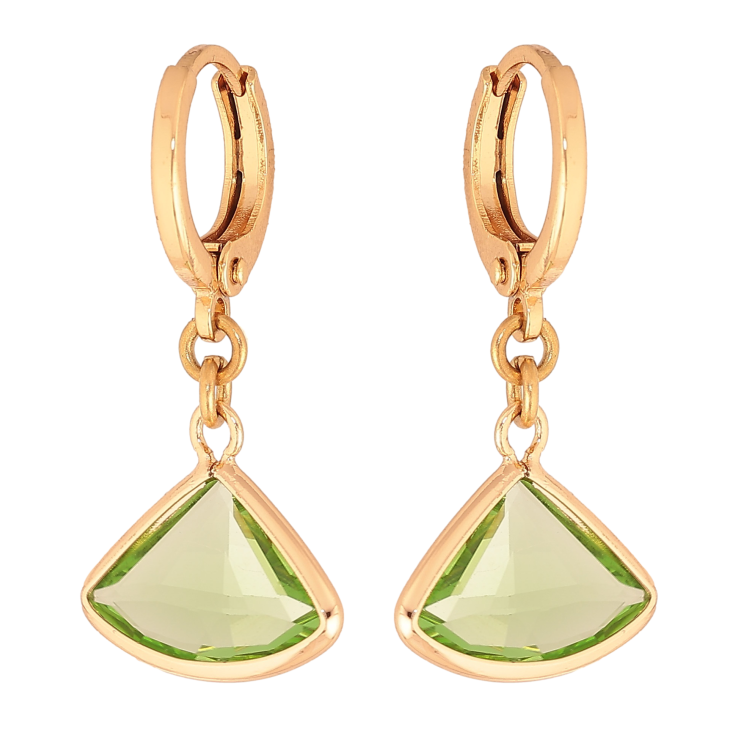 Серьги Xuping M&L цвет 18K подвески на колечках "Зеленые кристаллы" фото №10