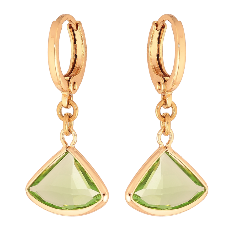 Серьги Xuping M&L цвет 18K подвески на колечках "Зеленые кристаллы" фото №1