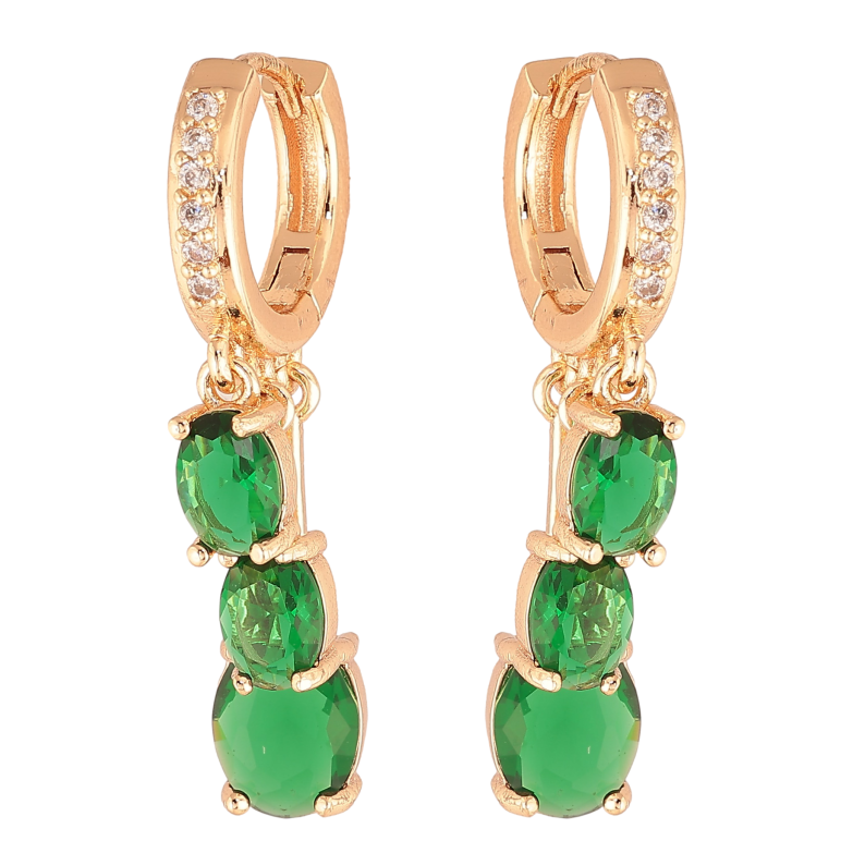 Сережки Xuping M&L колір 18K підвіски на колечках "Підвіски з зеленими кристалами" фото №1 Сережки Xuping M&L колір 18K підвіски на колечках "Підвіски з зеленими кристалами" фото №1