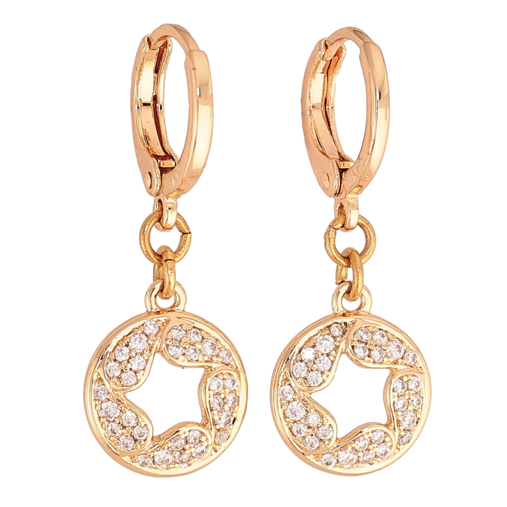 Серьги Xuping M&L цвет 18K подвески на колечках "Узор звезды с кристаллами" фото №13 Серьги Xuping M&L цвет 18K подвески на колечках "Узор звезды с кристаллами" фото №13