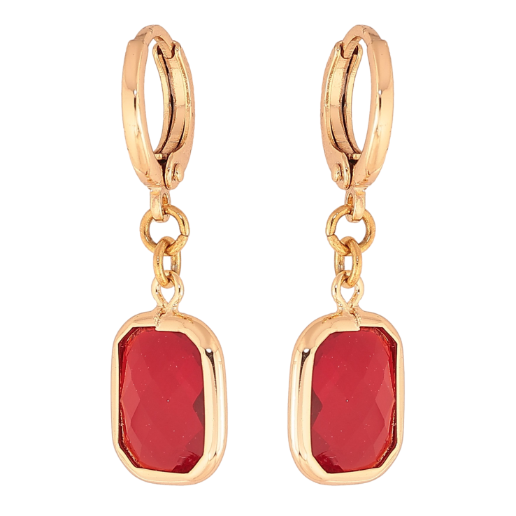 Сережки Xuping M&L колір 18K підвіски на колечках "Червоний кристал" фото №8
