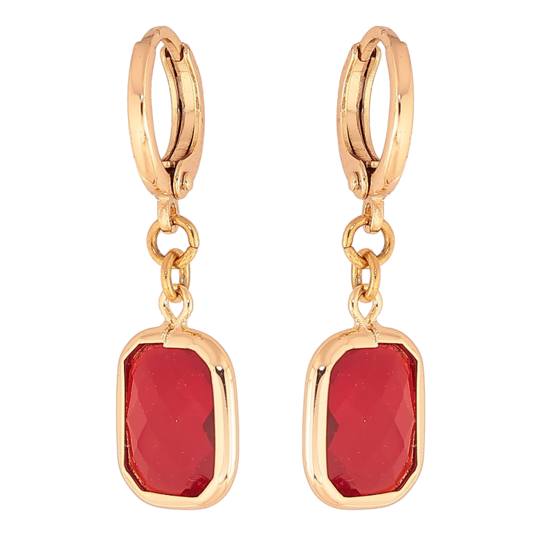 Серьги Xuping M&L цвет 18K подвески на колечках "Красный кристалл" фото №1 Серьги Xuping M&L цвет 18K подвески на колечках "Красный кристалл" фото №1