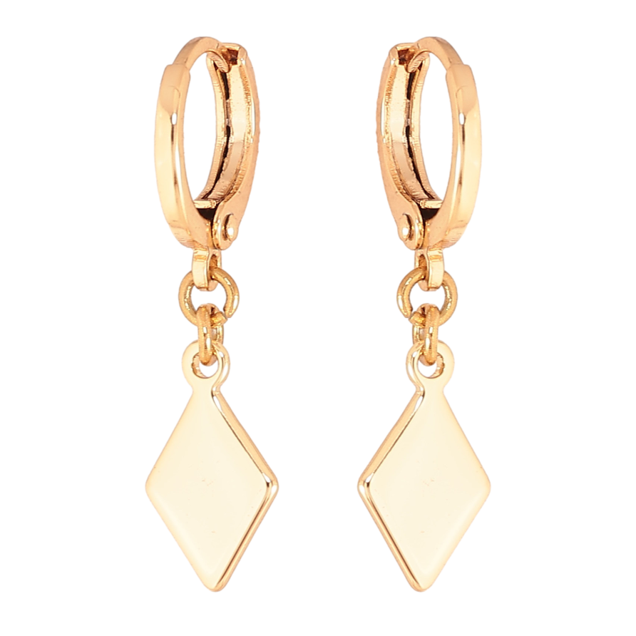 Сережки Xuping M&L колір 18K підвіски на колечках "Ромби" фото №1 Сережки Xuping M&L колір 18K підвіски на колечках "Ромби" фото №1