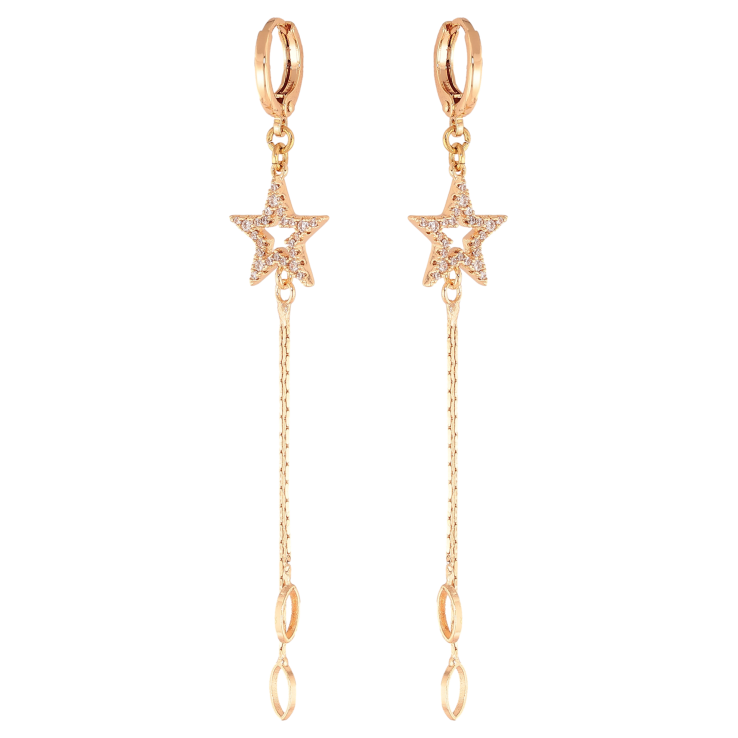 Серьги Xuping M&L цвет 18K подвески на колечках "Звезды с кристаллами" фото №7 Серьги Xuping M&L цвет 18K подвески на колечках "Звезды с кристаллами" фото №7