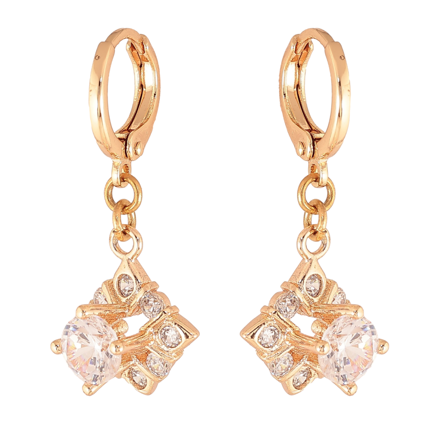 Серьги Xuping M&L цвет 18K подвески на колечках "Ромбовые подвески с кристаллами" фото №1 Серьги Xuping M&L цвет 18K подвески на колечках "Ромбовые подвески с кристаллами" фото №1