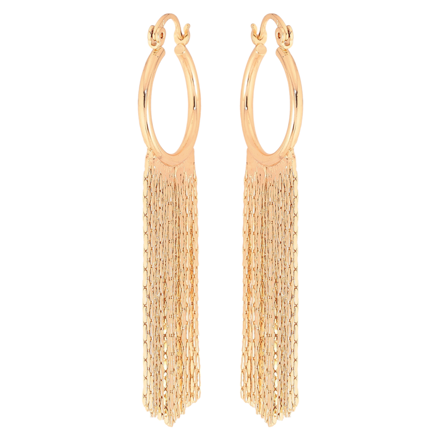 Серьги Xuping M&L цвет 18K замок-булавка "Кольца с подвесками цепочками" фото №1