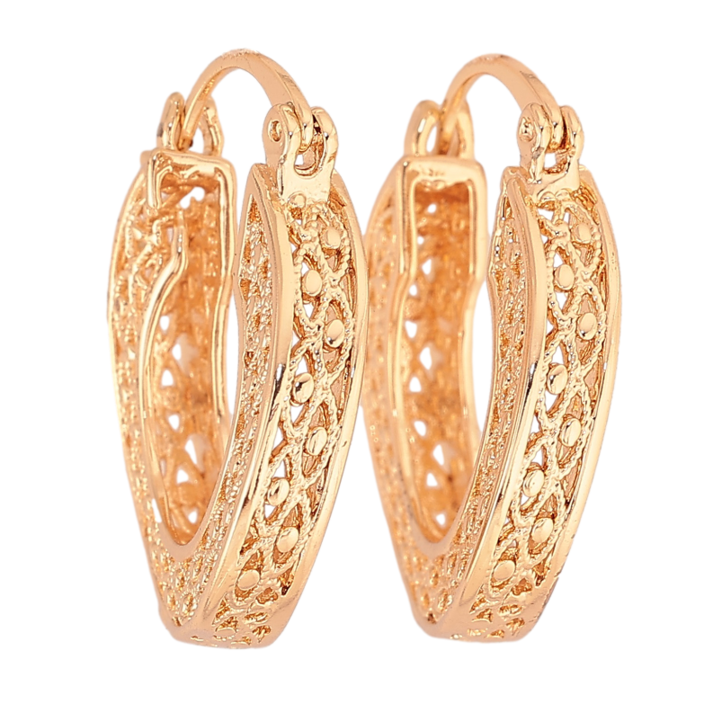 Серьги Xuping M&L цвет 18K замок-булавка "Декоративный узор" ø 2.2см фото №1 Серьги Xuping M&L цвет 18K замок-булавка "Декоративный узор" ø 2.2см фото №1