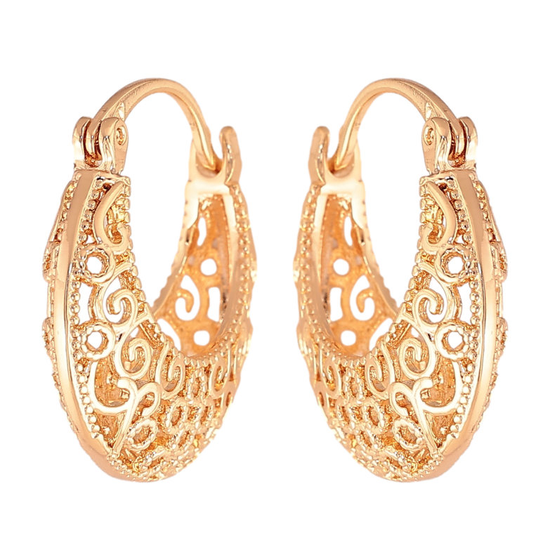 Серьги Xuping M&L цвет 18K замок-булавка "Декоративный узор" ø 2см фото №2 Серьги Xuping M&L цвет 18K замок-булавка "Декоративный узор" ø 2см фото №2