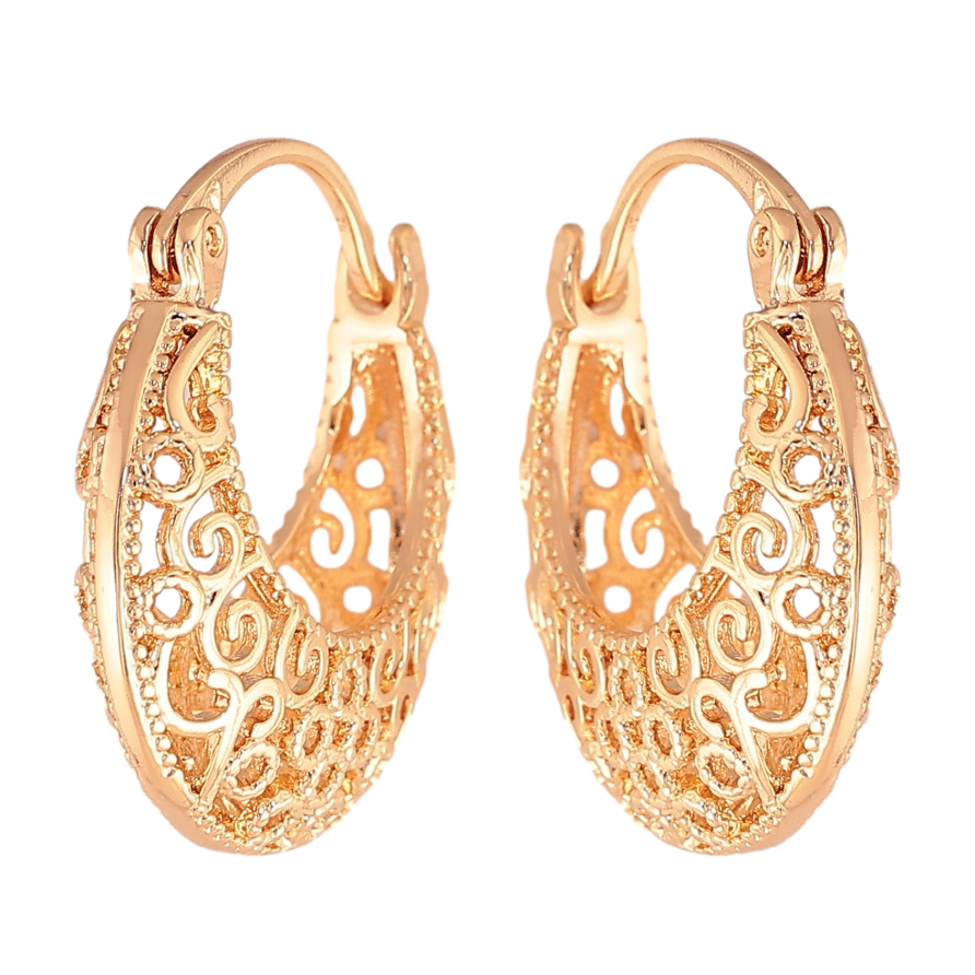 Серьги Xuping M&L цвет 18K замок-булавка "Декоративный узор" ø 2см фото №1 Серьги Xuping M&L цвет 18K замок-булавка "Декоративный узор" ø 2см фото №1