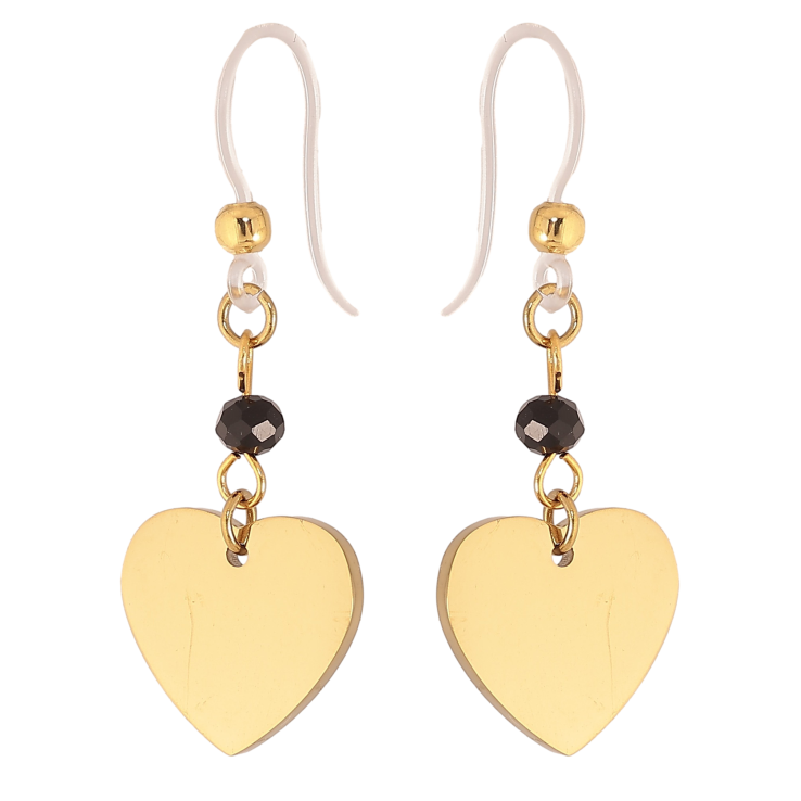 Сережки Xuping TTM Stainless Steel колір 14К французький замок "Сердечки" на силіконовій дужці фото №12