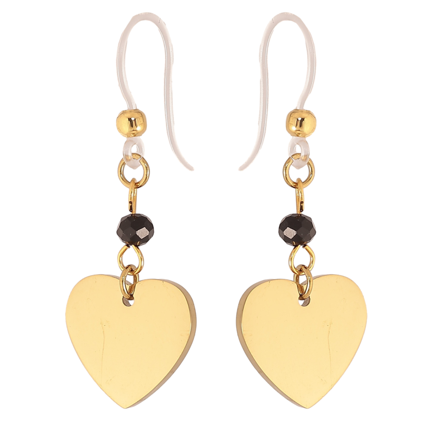 Сережки Xuping TTM Stainless Steel колір 14К французький замок "Сердечки" на силіконовій дужці фото №1 Сережки Xuping TTM Stainless Steel колір 14К французький замок "Сердечки" на силіконовій дужці фото №1