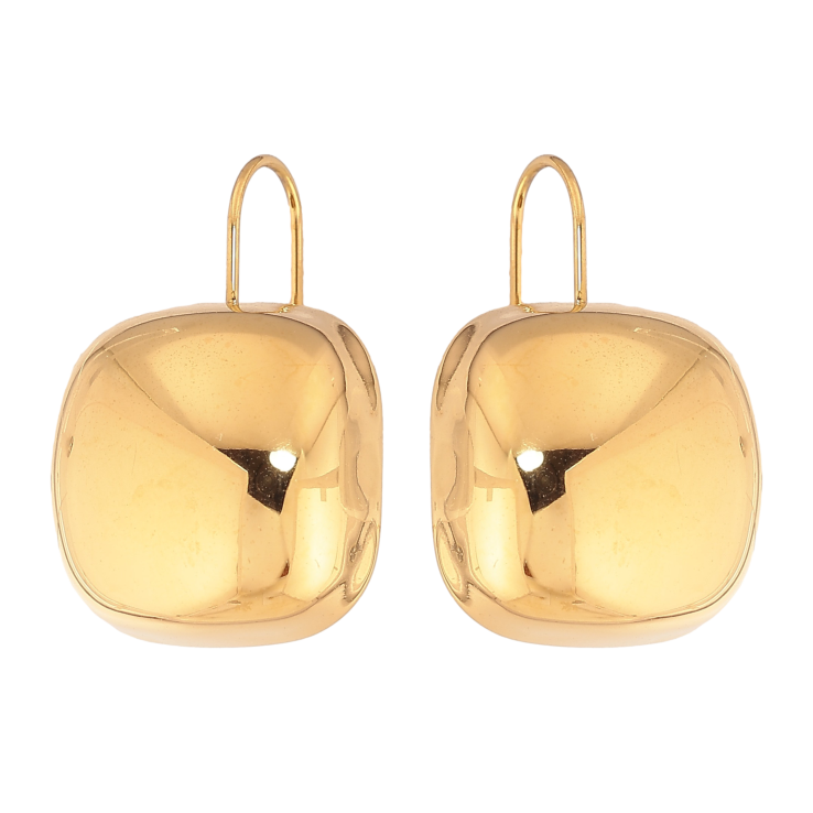 Сережки Xuping TTM Stainless Steel колір 14К французький замок "Об'ємні квадрати" фото №10