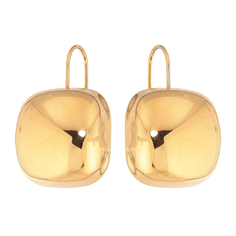 Сережки Xuping TTM Stainless Steel колір 14К французький замок "Об'ємні квадрати" фото №1