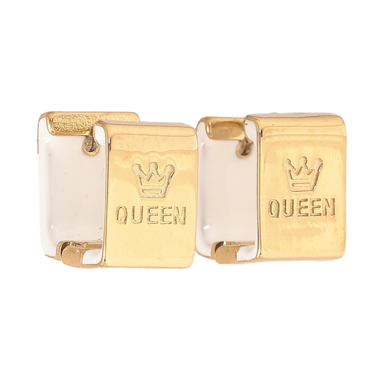Сережки Xuping TTM Stainless Steel колір 14К колечка "Queen" фото №3