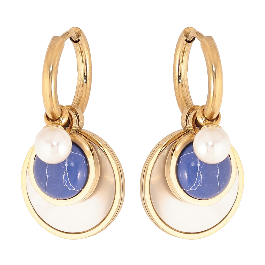 Сережки Xuping TTM Stainless Steel колір 14К підвіски на колечках "Декоративні підвіски" 2 в 1 фото №1