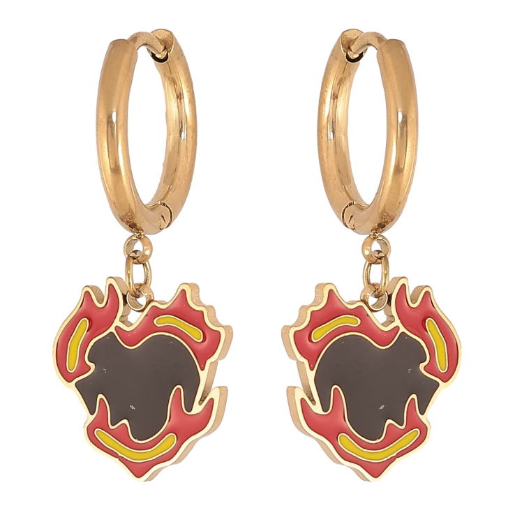 Сережки Xuping TTM Stainless Steel колір 14К підвіски на колечках "Полум'яне серце" фото №13