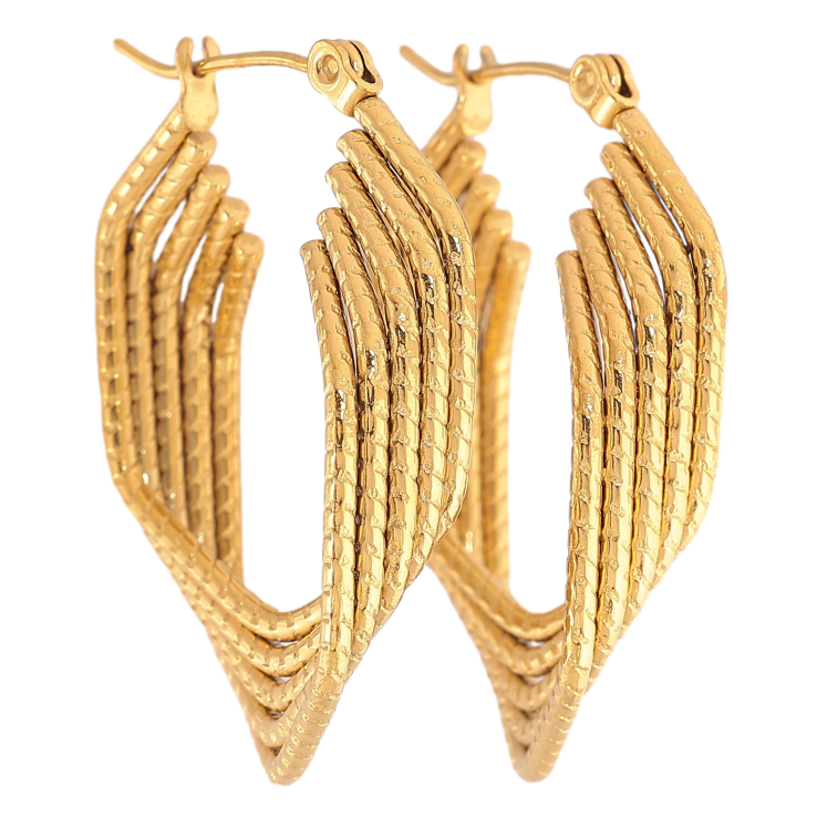 Сережки Xuping TTM Stainless Steel колір 14К замок-шпилька "Декоративний візерунок" фото №13