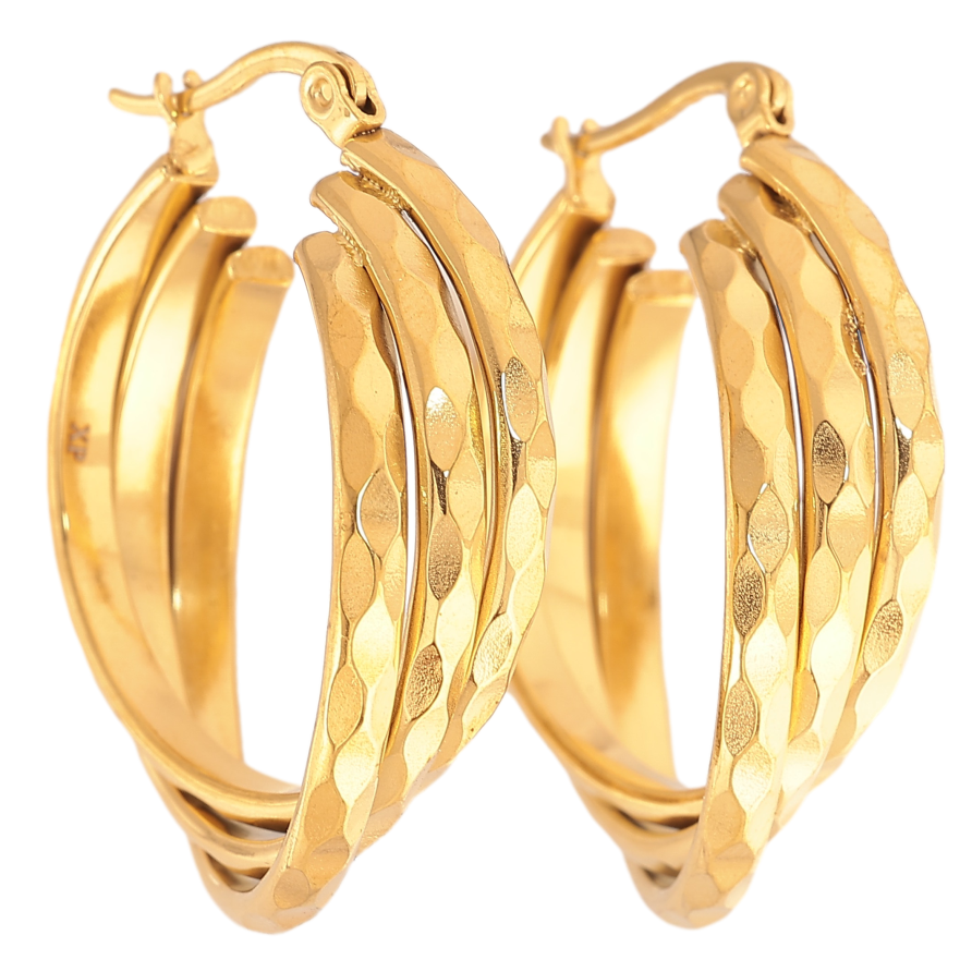 Сережки Xuping TTM Stainless Steel колір 14К кільця (конго) "Декоративні кільця" ø 3см фото №1