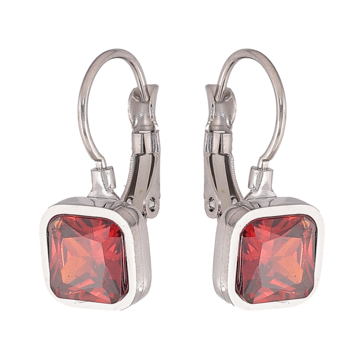 Серьги Xuping TTM Stainless Steel цвет Родий французский замок "Красные кристаллы" 9х9мм фото №3 Серьги Xuping TTM Stainless Steel цвет Родий французский замок "Красные кристаллы" 9х9мм фото №3