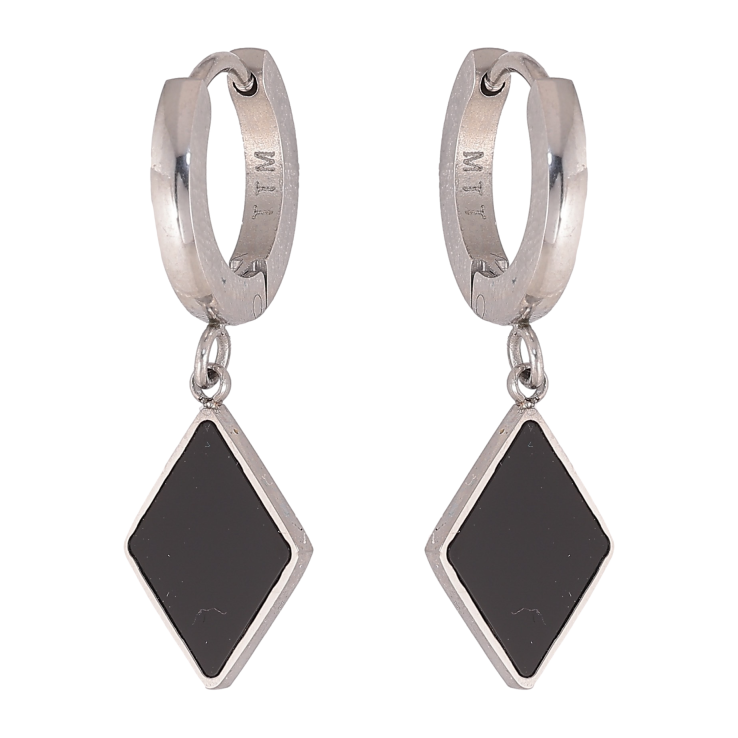 Серьги Xuping TTM Stainless Steel цвет Родий подвески на колечках "Ромбы с черными вставками" фото №8 Серьги Xuping TTM Stainless Steel цвет Родий подвески на колечках "Ромбы с черными вставками" фото №8