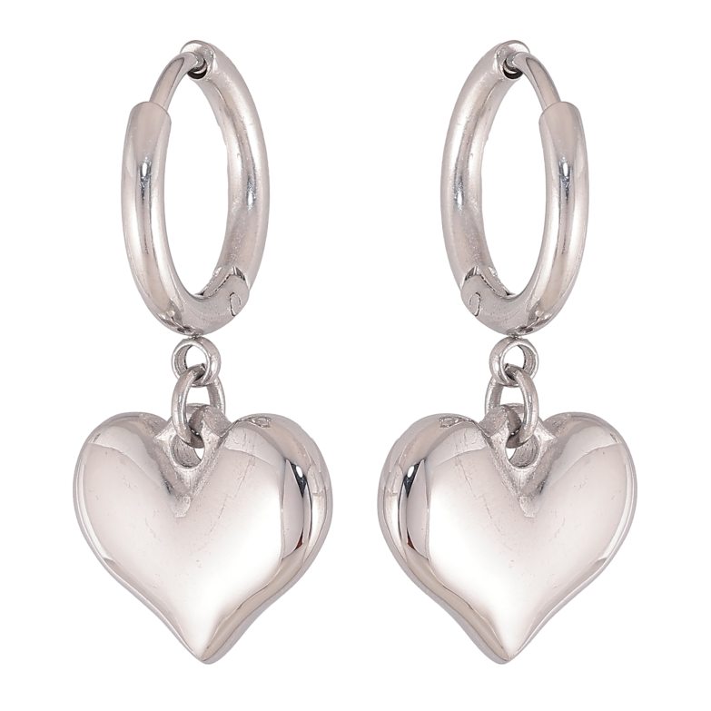 Серьги Xuping TTM Stainless Steel цвет Родий подвески на колечках "Сердечки" фото №1