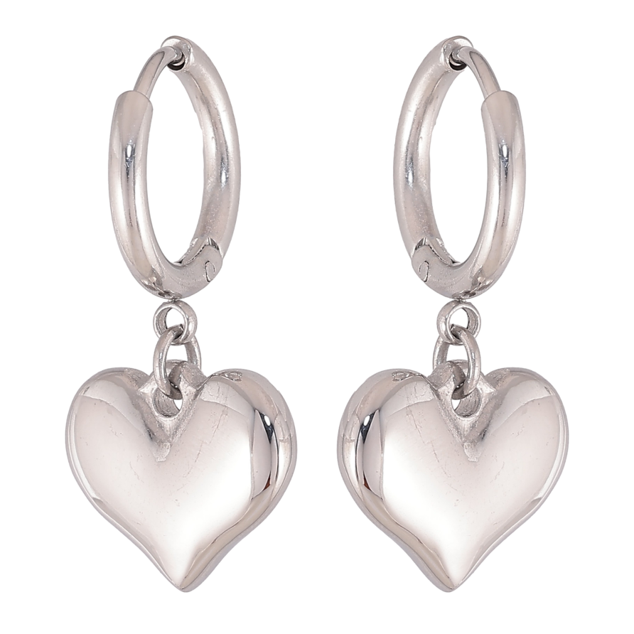 Серьги Xuping TTM Stainless Steel цвет Родий подвески на колечках "Сердечки" фото №1